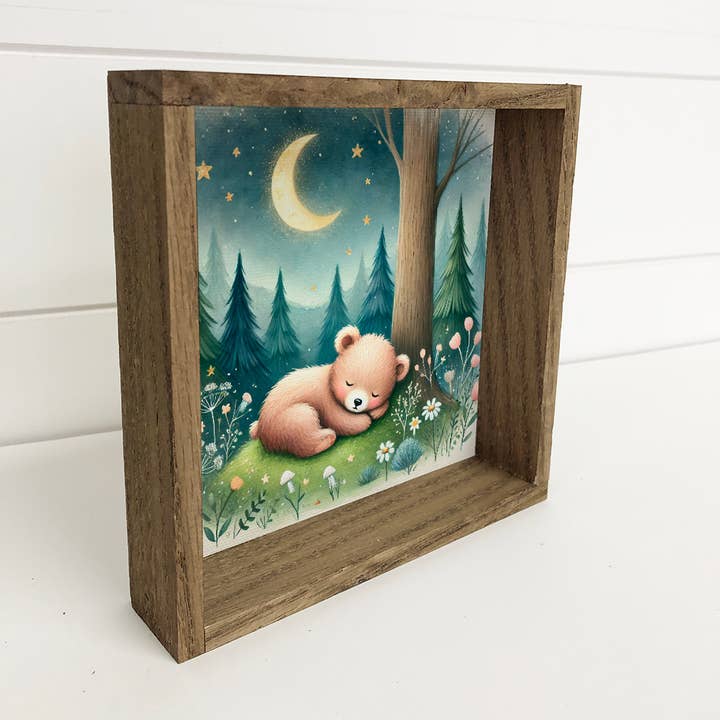 Hangout Home - Wholesale Art Print - Woodland Nursery Sleeping Bear - Cute Animal Nursery Artwork1