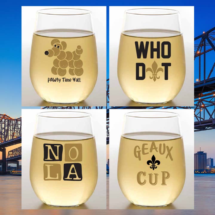 Wine-Oh! - Wholesale Wine Glass - CLOSEOUT LOUISIANA Assorted Unbreakable Plastic Wine Glasses2