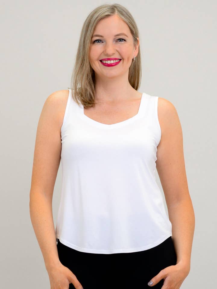 Canotta Ritzy, Biancaneve, Bambù per la vendita all'ingrosso da parte di Blue Sky Clothing Co LLC