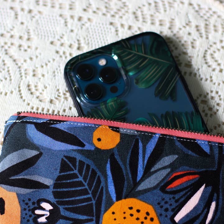 Orange Blossom Zipper Pouch for wholesale by Two Bridges Handmade
