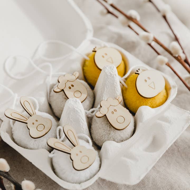 Cute Box Set of 6 Easter Hanging Decorations for wholesale by Jodie Gaul & Co