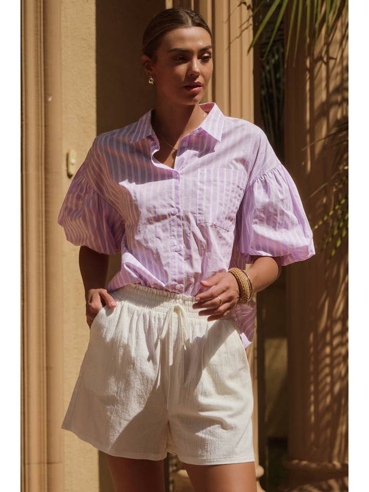 Oddi - Wholesale Shirt - Women's - Striped Poplin Button Down Shirt