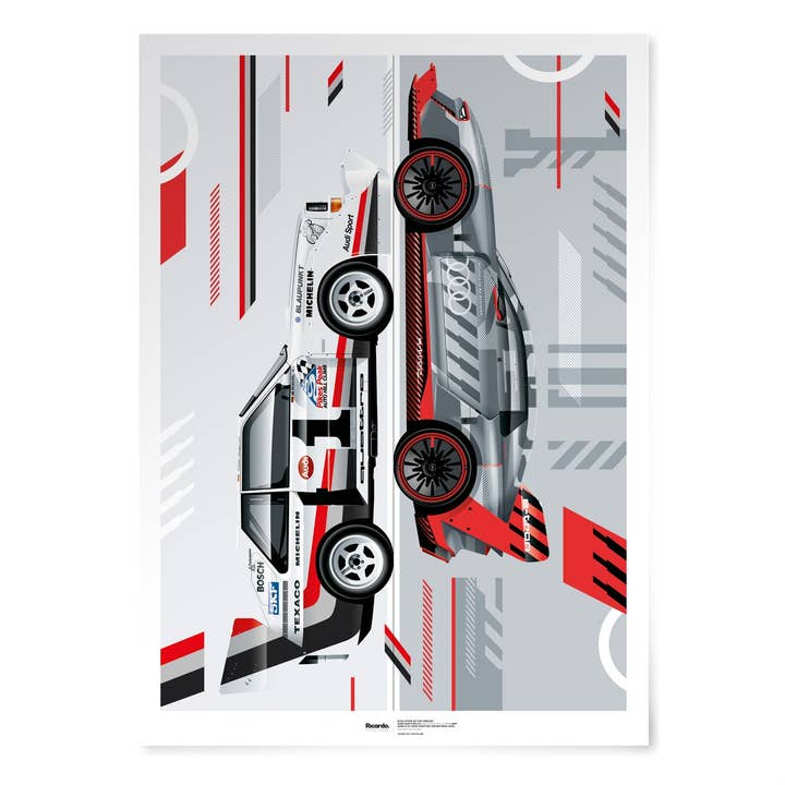Evolution Of The Species, Audi Quattro S1 vs Audi S1 E-Tron Quattro for wholesale by Ricardo Fine Car Artwork
