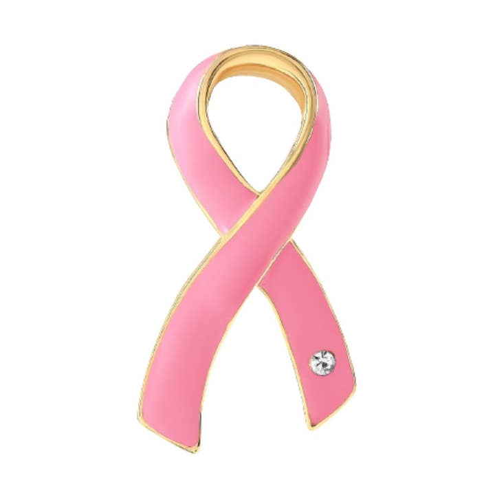 The Awareness Company - Wholesale Brooch - Large Pink Ribbon Pins with Crystals0