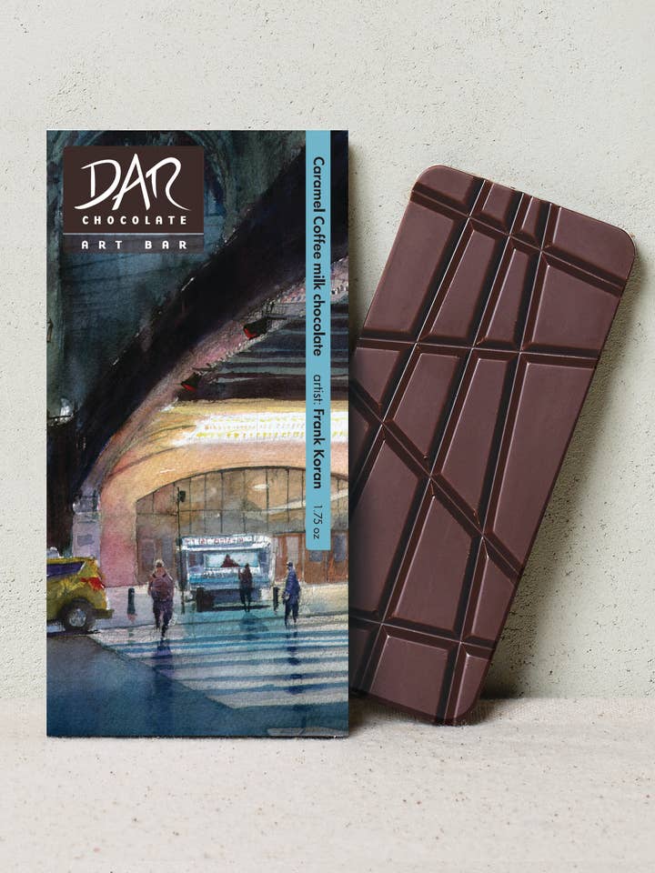 Art Bars: Salted Caramel Coffee Milk Chocolate Bar 60% Cacao for wholesale by Dar Chocolate