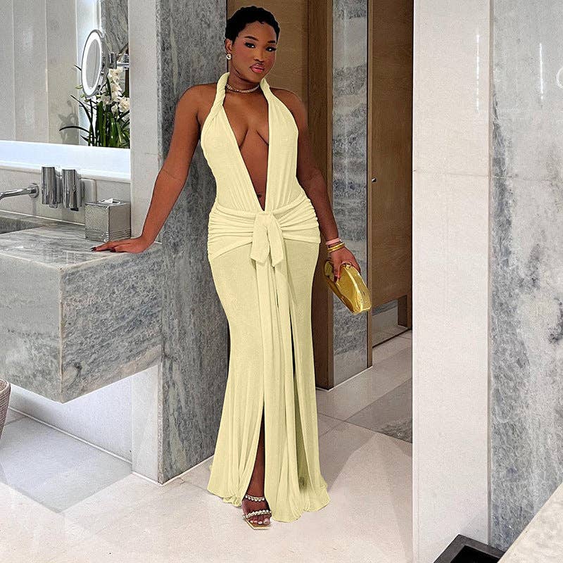 Marayn – wholesale Dress – Women's – Sultry Fall Dress Deep V Backless and Chic3