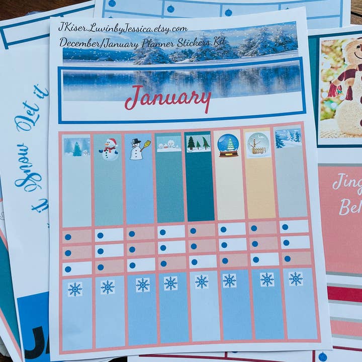 LuvinbyJessica.etsy.com – wholesale Sticker – Christmas Stickers Planner Stickers January