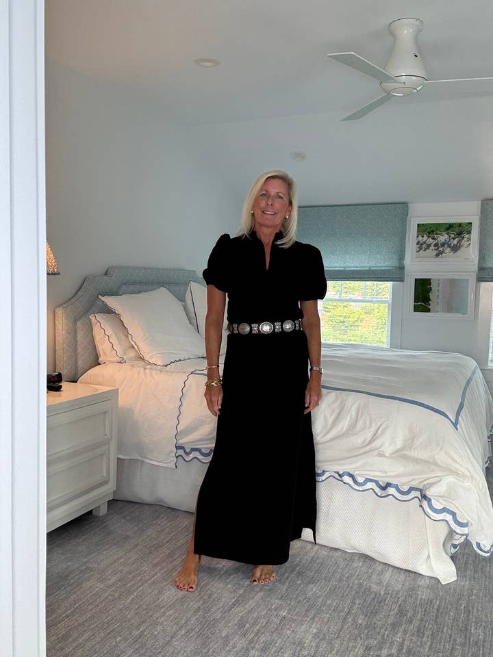 Sconset Maxi Dress in Black Linen for wholesale by Vanessa Fox