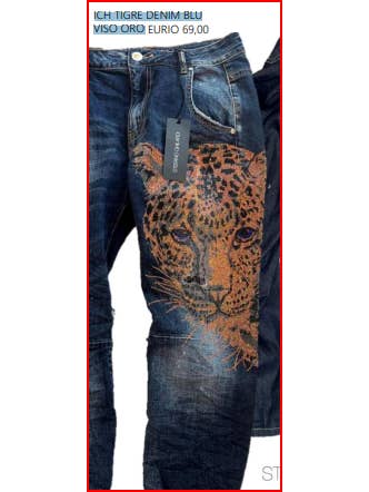 Stefano Ghilardi - Wholesale Jeans - Women's - Ich Tiger Denim Blue Face Gold