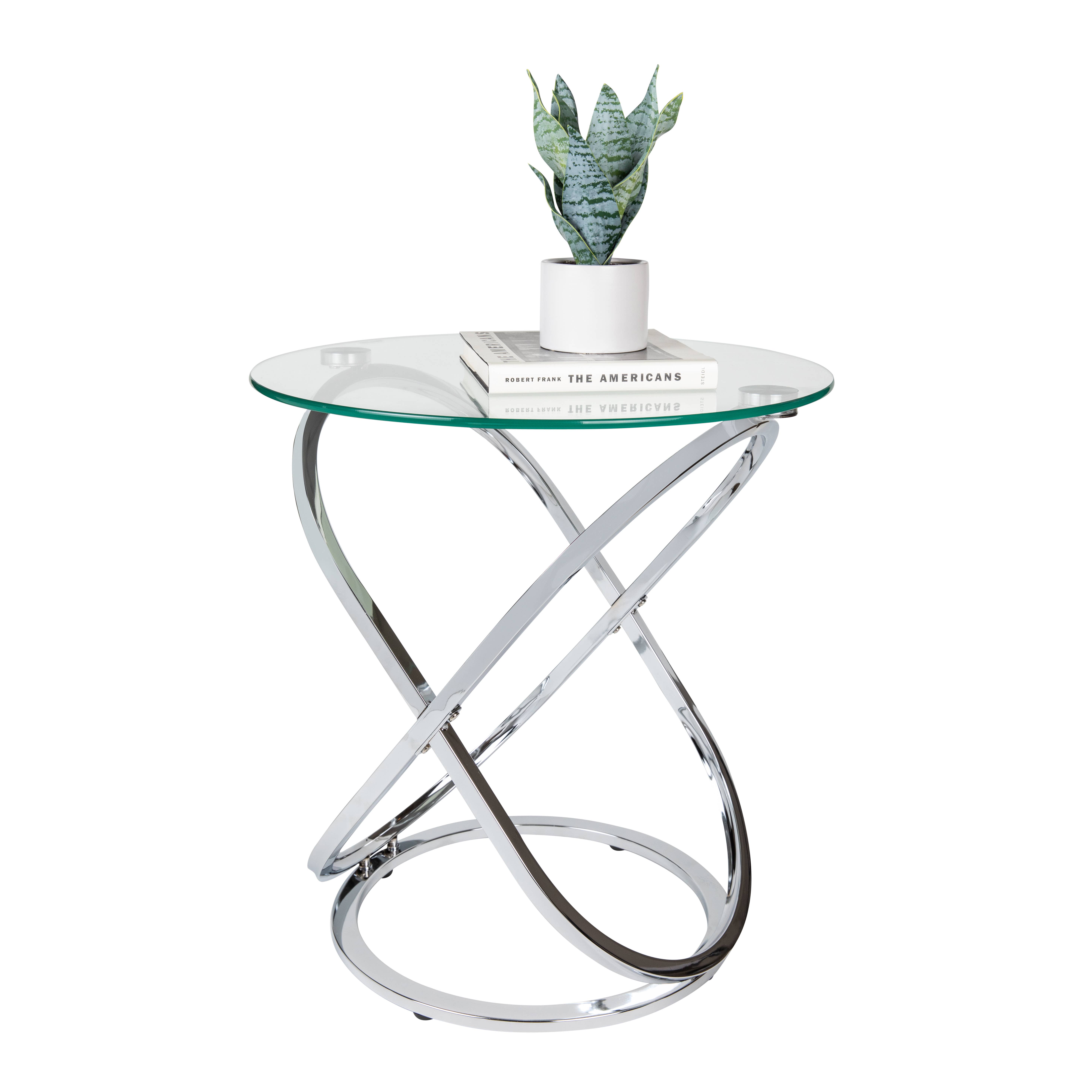 Danya B - Wholesale Side Table - Galaxy Base and Tempered Glass Round End Table15