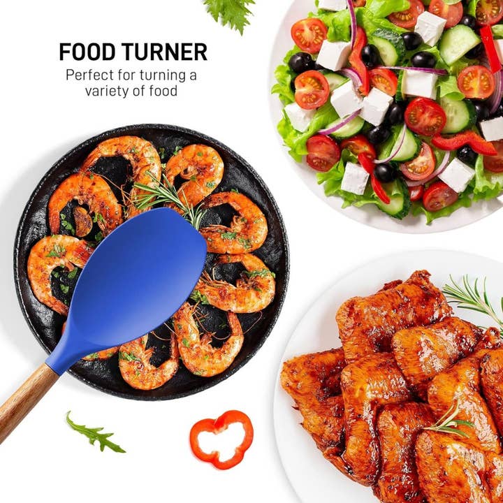 Zulay Kitchen - Wholesale Keukengereedschapsset - 5-delige set antiaanbak siliconen keukengerei met houten handvat5