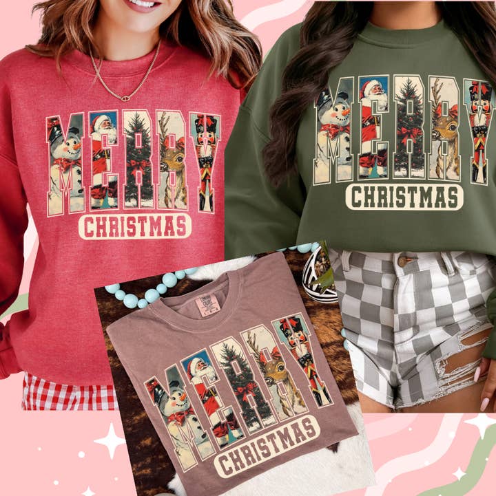 THE LATTIMORE CLAIM - Wholesale Graphic Sweatshirt - Women's - Vintage Merry Christmas2