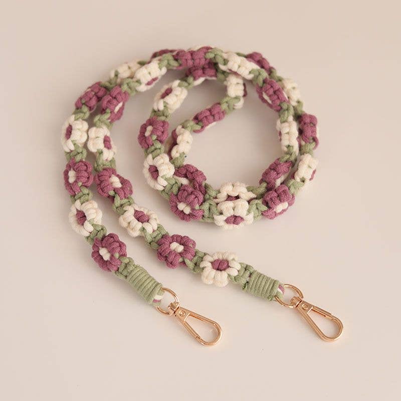Weavey Studio – Engroshandel Nøglesnor – Kvinder – Weavey Studio macrame blomster-mønster rem til kamera og telefon11