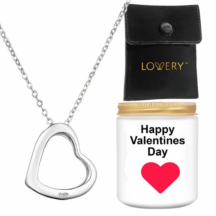 Valentines .925 Sterling Silver Heart Necklace with Candle for wholesale by Lovery