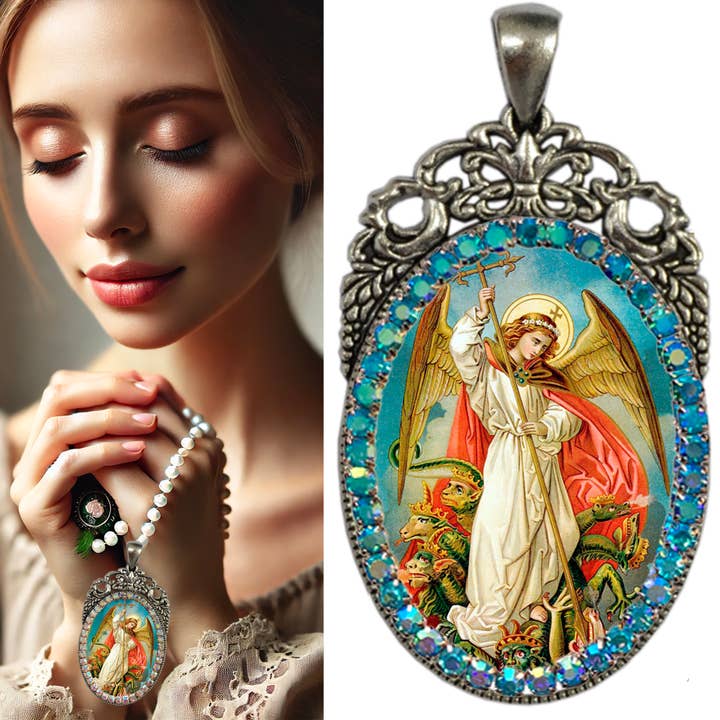 MariaSantissimaShop - Wholesale Prayer Beads Necklace - Divine Guardian's Gleam: Victorian Saint MichaelÂ
