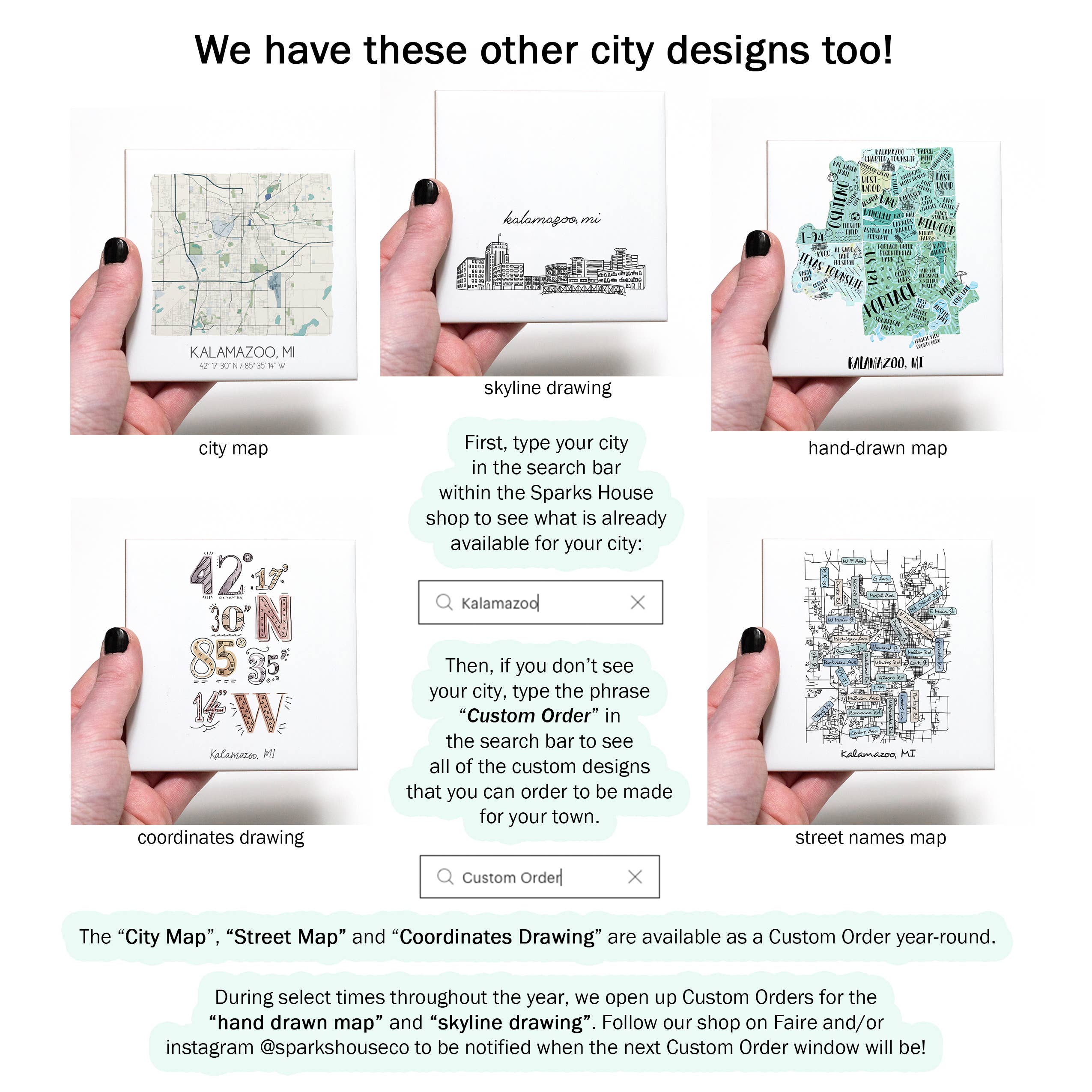 Sparks House Co. - Wholesale Coasters - Lagrange Georgia coasters, watercolor city map coaster set9