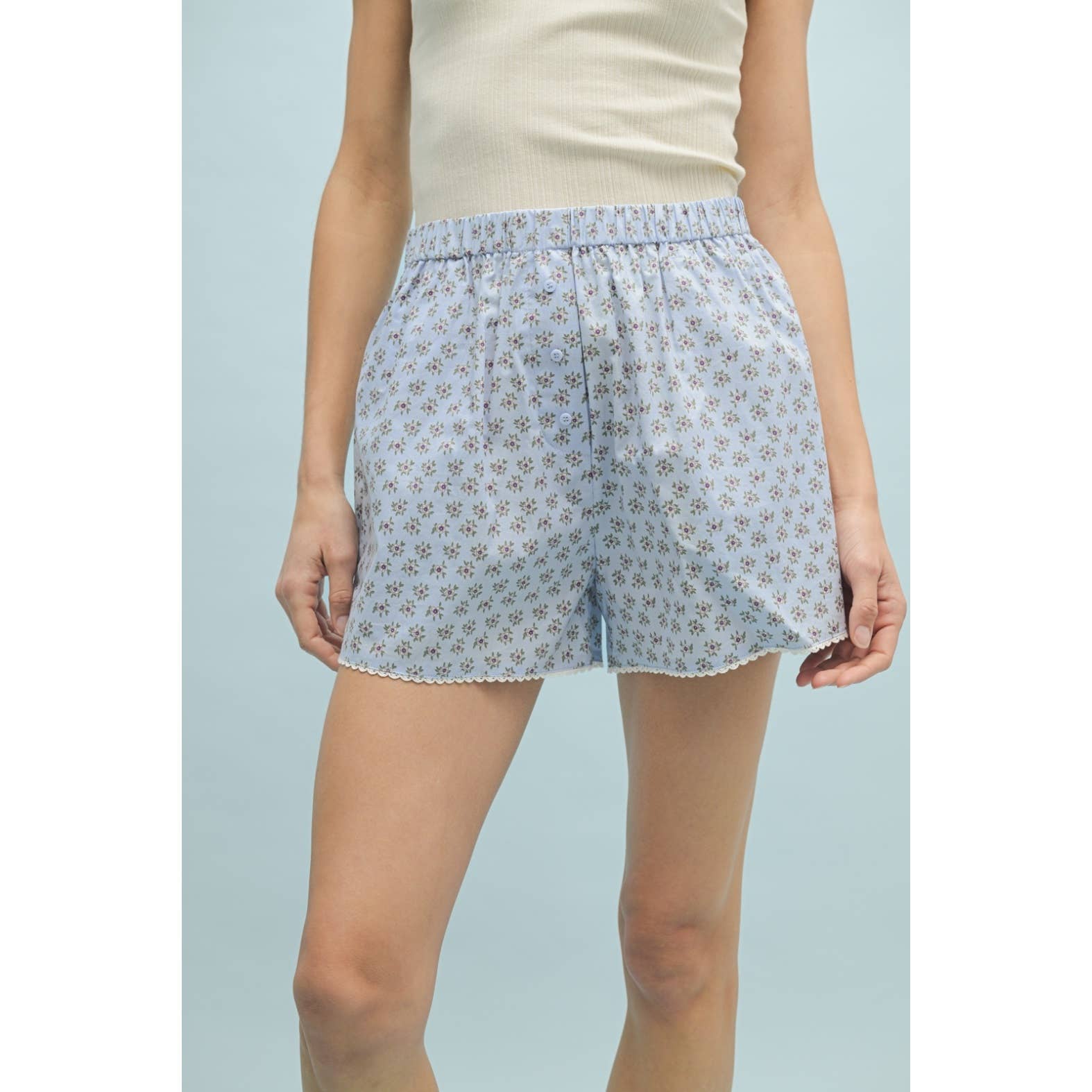 Wishlist Apparel – wholesale Shorts – Dam – FLORAL TRIM DETALJ SHORTS / WL25-10627B0