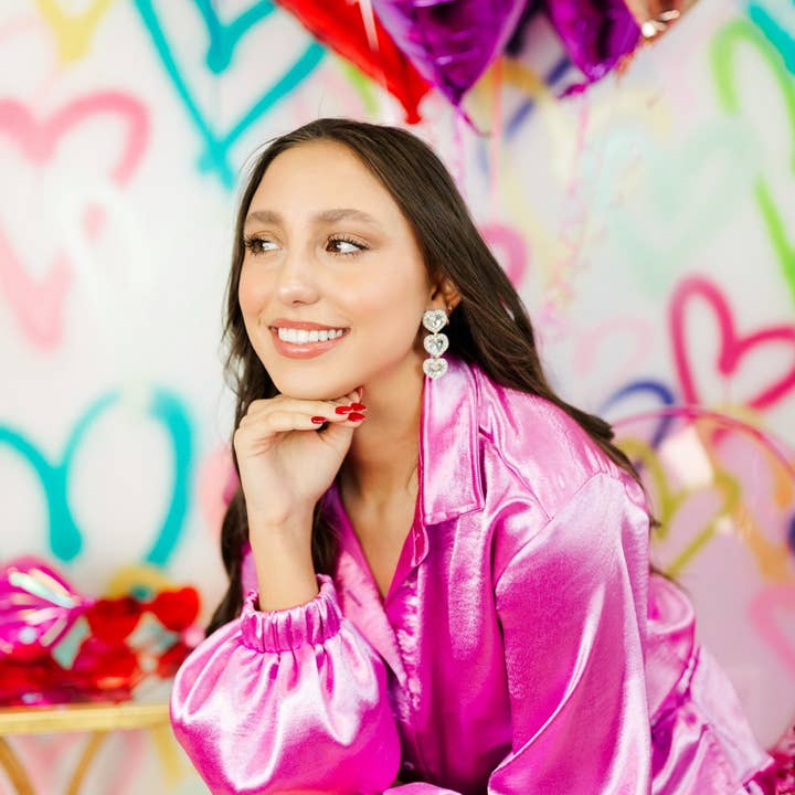 Taylor Shaye Designs - Vente Boucles d'oreilles pendantes - Coeurs à trois perles Rosaline13