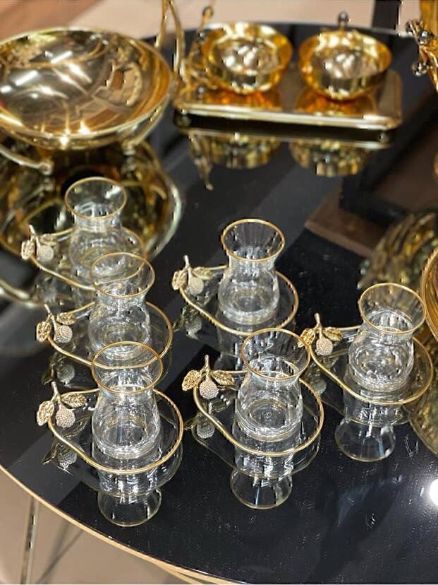 Service à thé turc en verre Pasabahce professionnel - Ensemble de 6 pièces pour la vente par Aladdin