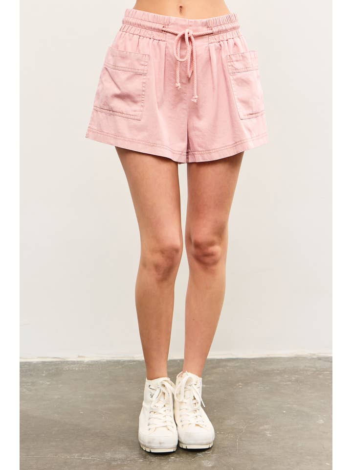 Mustard Seed - Wholesale Shorts - Women's - ELASTIC BANDED TIE FRONT POCKET SHORTS