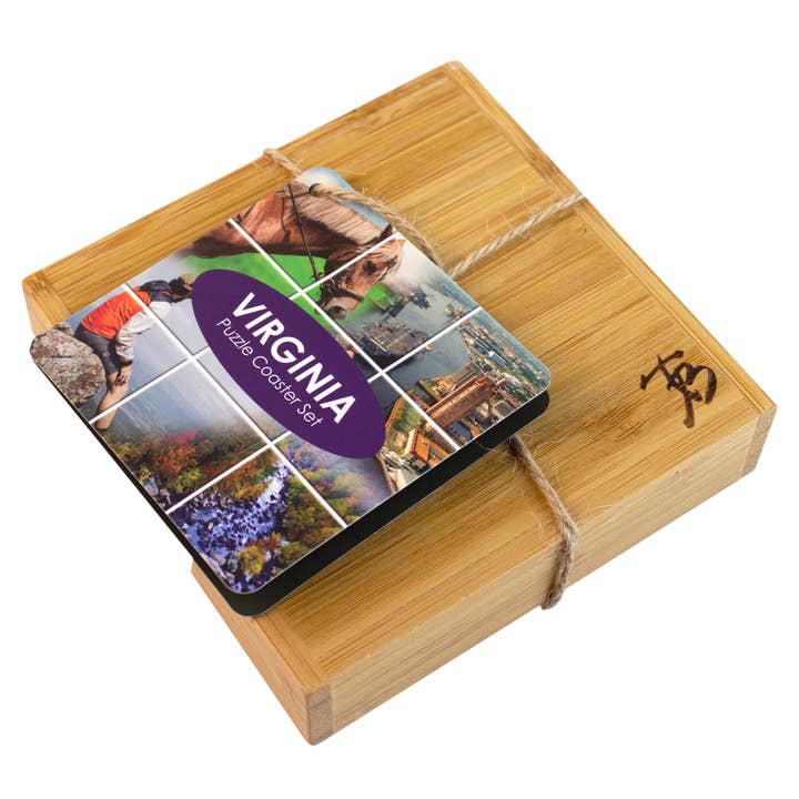 Totally Bamboo - Wholesale Coasters - Virginia Puzzle 4-Pc. Coaster Set with Case