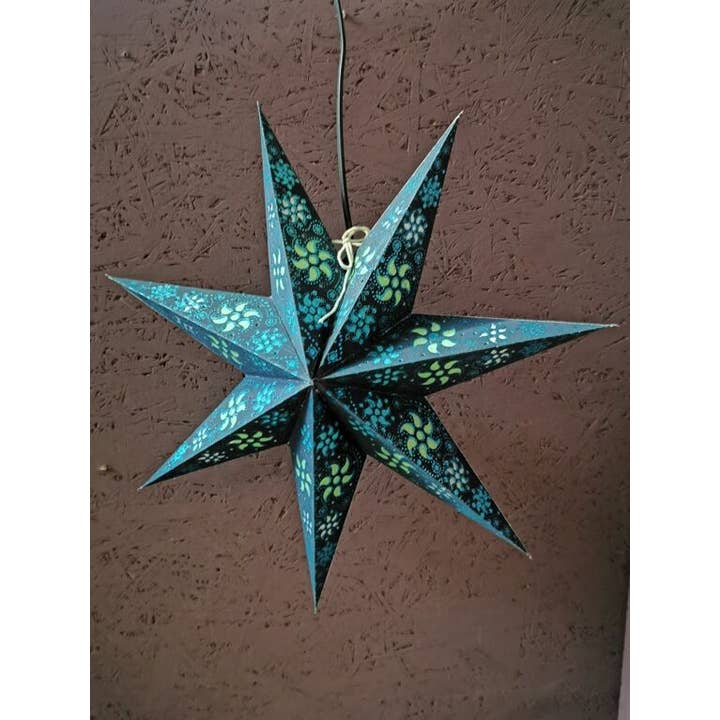 Nature and Style Wohnkultur Import GmbH - Wholesale Paper Lantern/Lamp - Azur Mini 7 Zack paper star with glitter