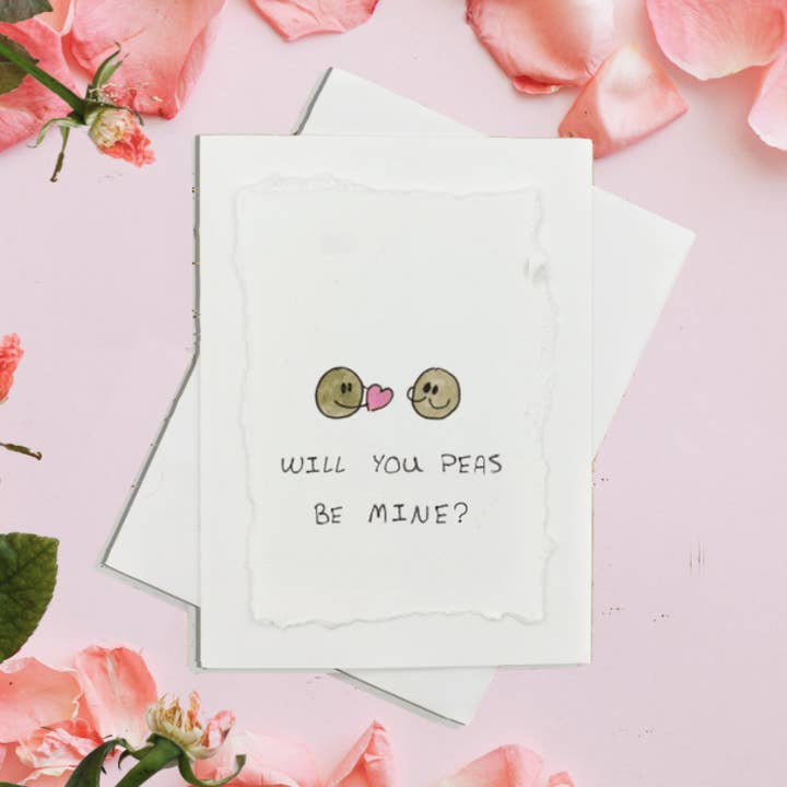 Will You Peas Be Mine? - Hand Painted Card for wholesale by Irony Art
