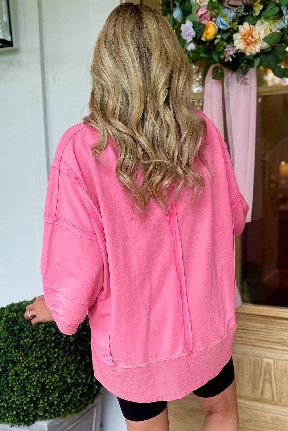 Wholesale Bonbon Bracelet Sleeve Mineral Washed V Neck T Wholesale Bonbon Bracelet Sleeve Mineral Washed V Neck T