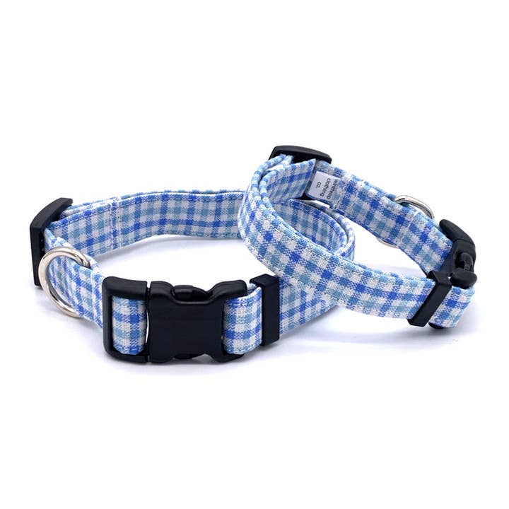 Winthrop Clothing Co. - Wholesale Pet Collar - Dog - Blue Gingham Dog Collar