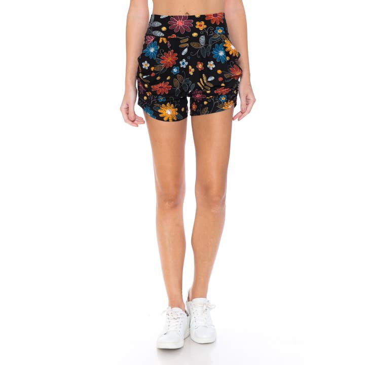 MEHRFACH Butterweiche Haremsshorts mit hoher Taille und Aufdruck für den Großhandel auf Faire