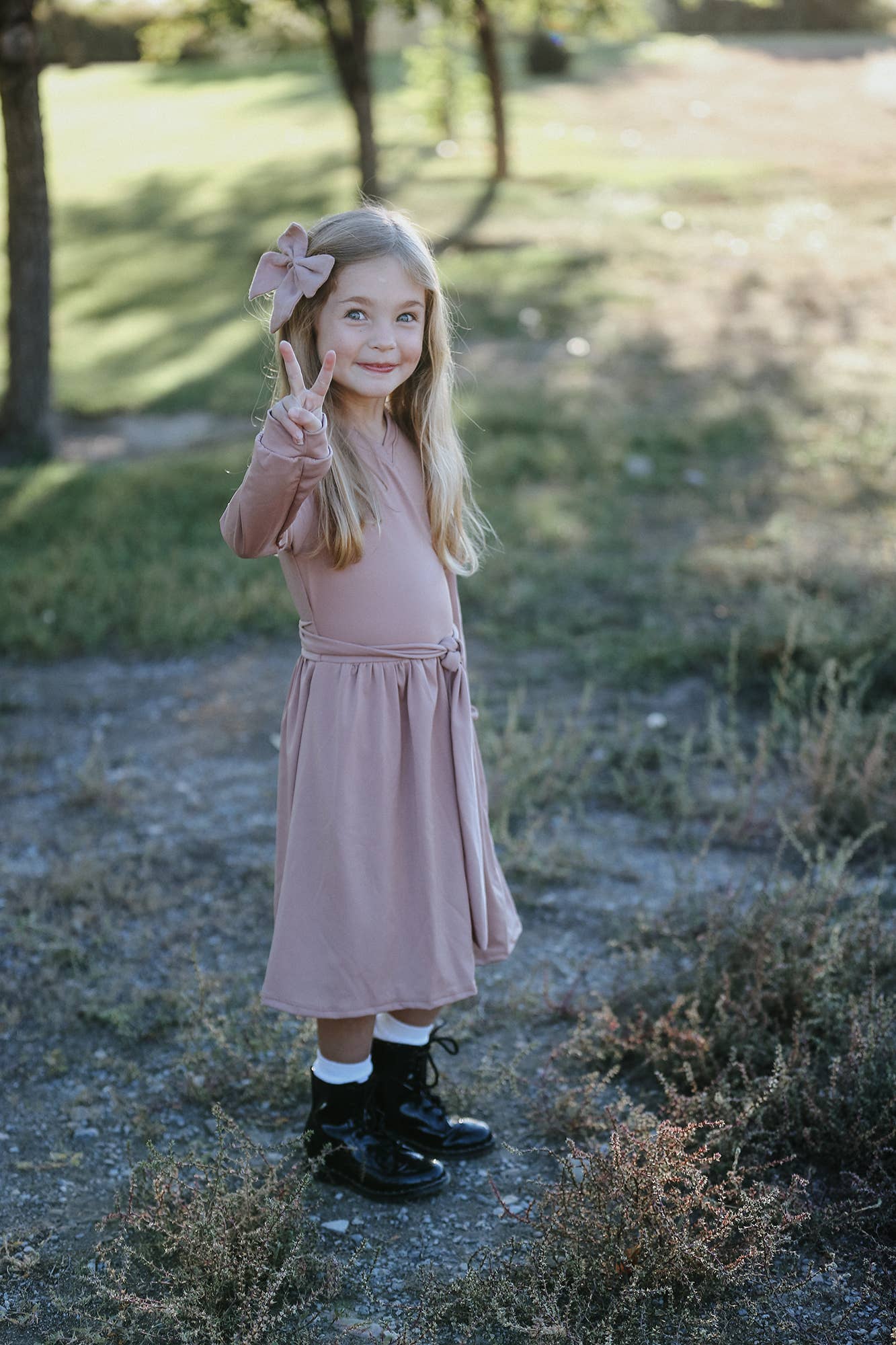 Navy Fields – wholesale Dress – Kids – Anna Dusty Pink Dress5