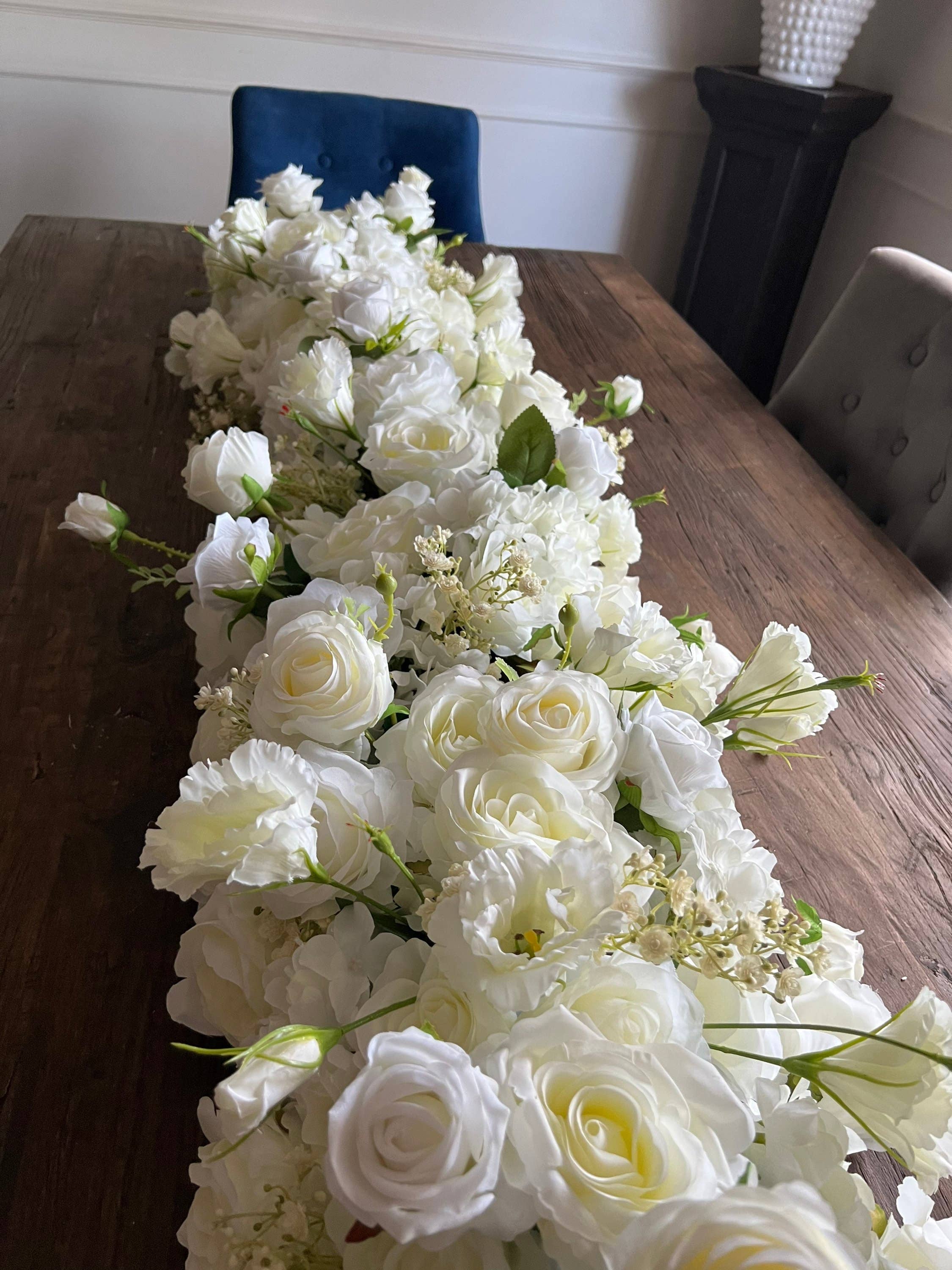 IVY CRUZ - Wholesale Bunting/Garland - Table Flower Garland, Bridal Table Garland, White Flower5