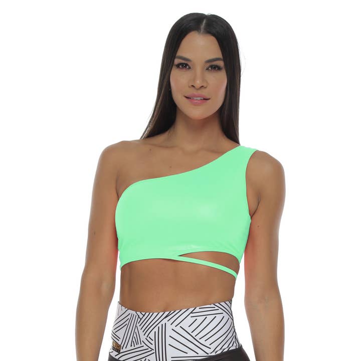 Claire Green Neon Fitness Sports Bra for wholesale by Dashingfit
