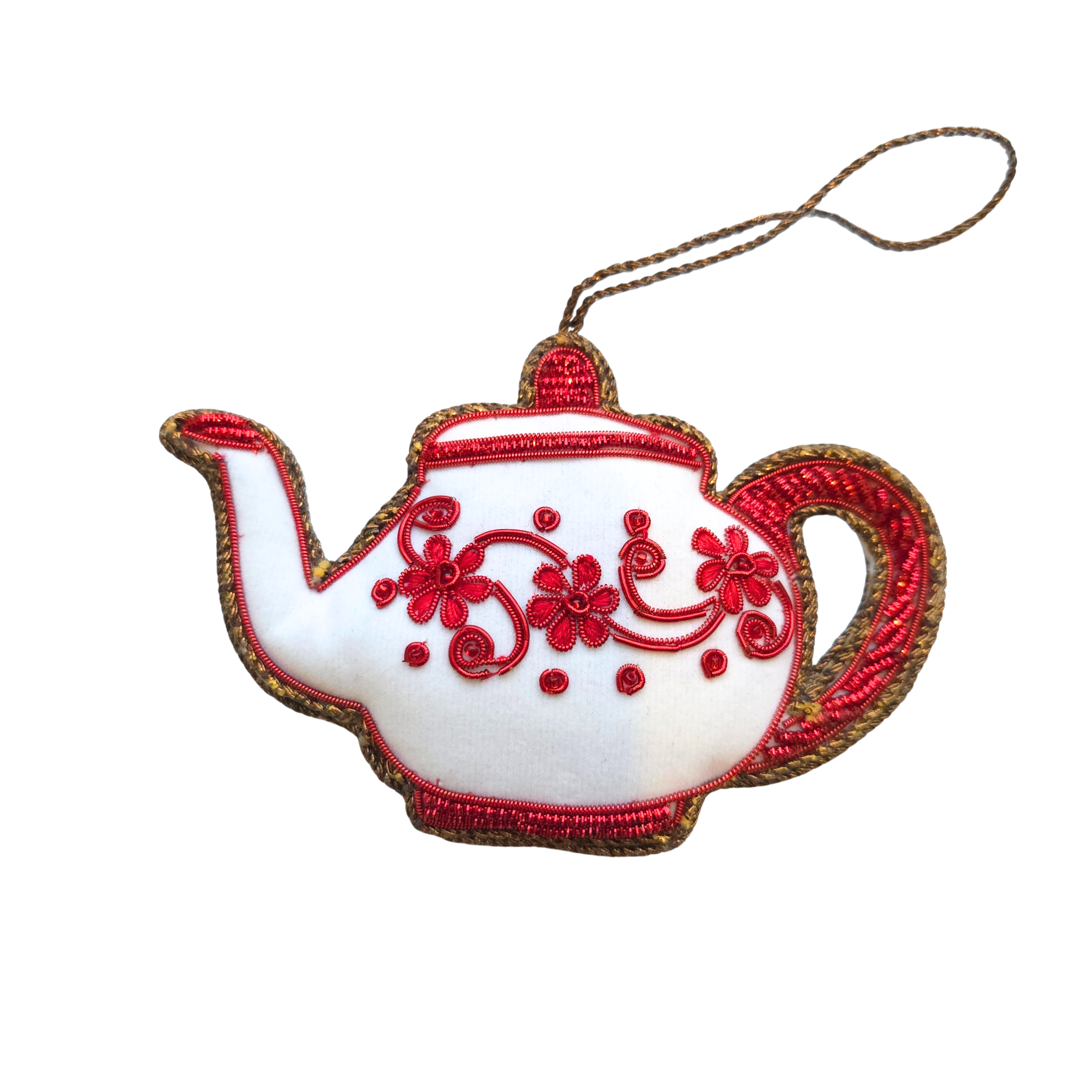 BoutiqueByMariam - Wholesale Ornament - Embroidered Velvet Tea Pot and Tea Cup Christmas Ornament4
