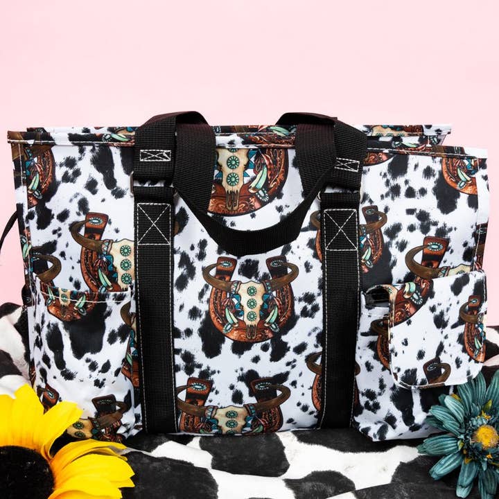 Wholesale Accessory Market - Wholesale Tote Bag - Women's - NGIL Corpus Christi Cow Utility Tote with Black Trim1