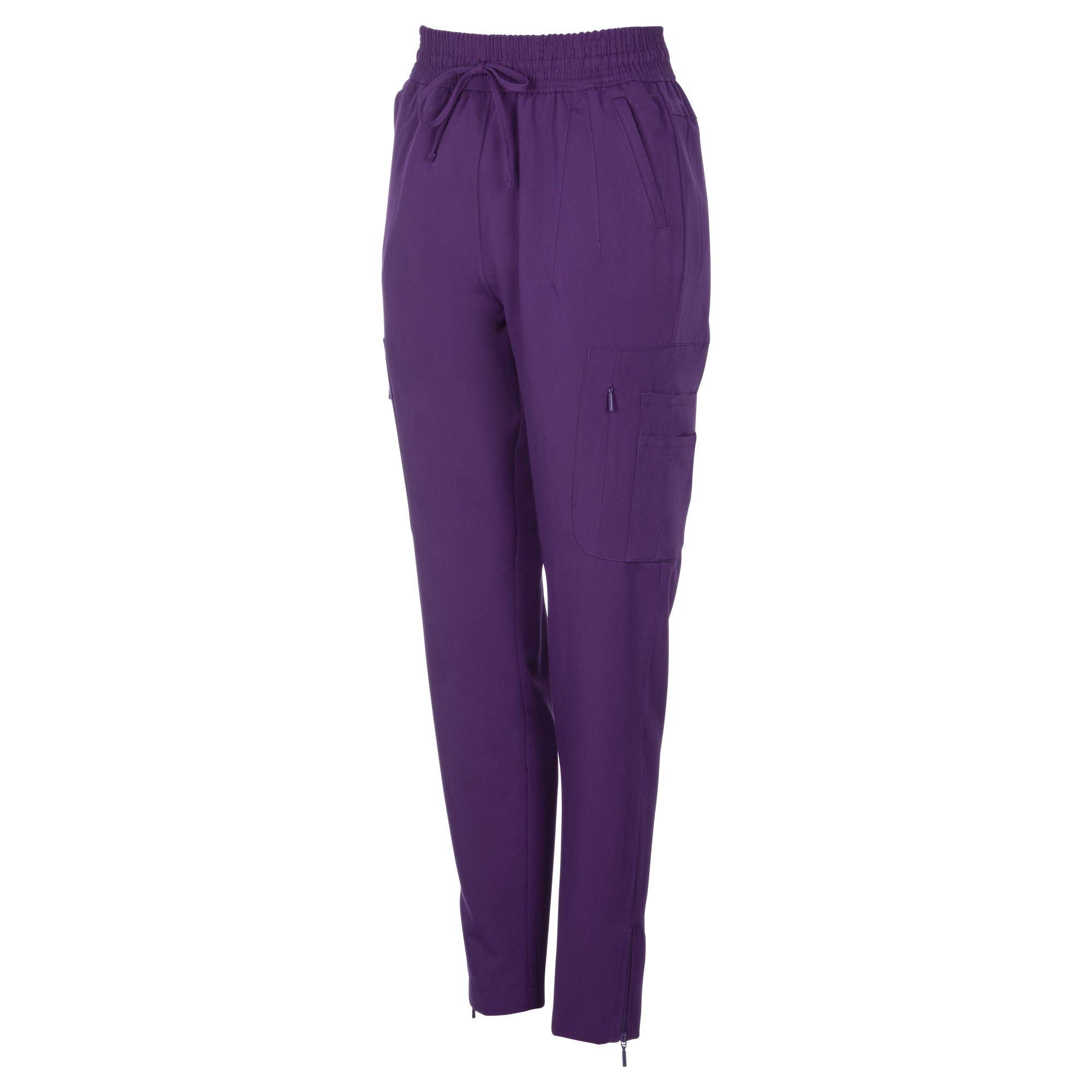 Wozo Uniforms - Wholesale Athletic Sweatpants/Joggers - Women's - ANTIMICROBIAL LISA SLIM-FIT 8-POCKET JOGGER PANTS EGGPLANT3