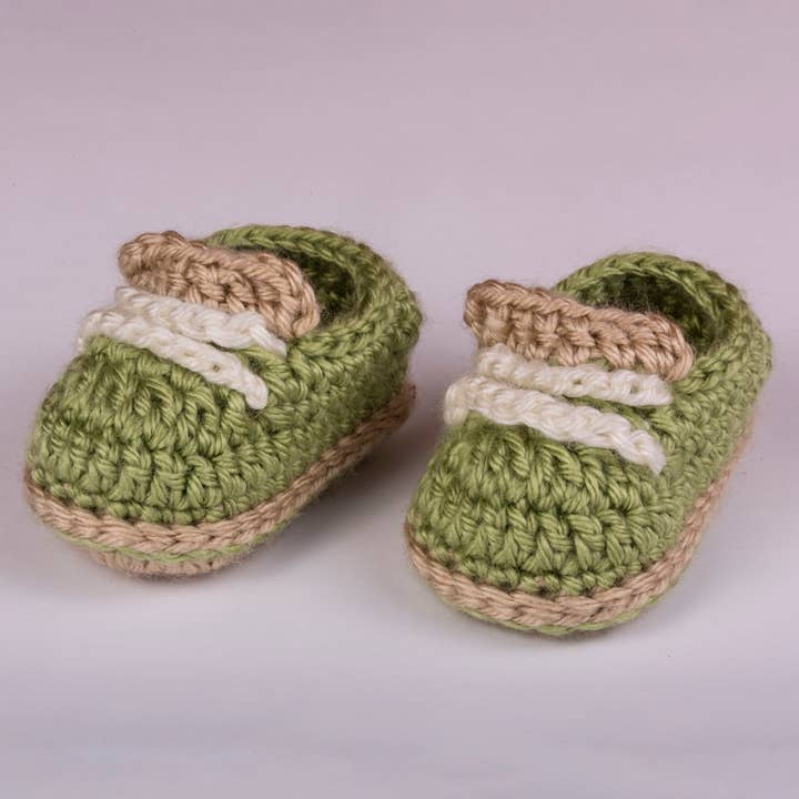 Green Baby Sneakers for wholesale by Double Bug Stitchery
