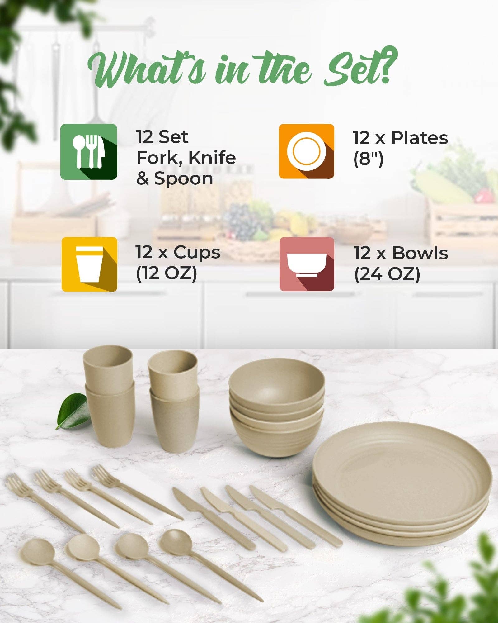 Greendish - Venta al por mayor Conjuntos de vajilla - Conjuntos de vajilla reutilizable ecológica de paja de trigo2