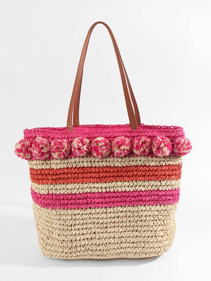 Tilda Bag - Natural/Pink for wholesale by Pia Rossini Ltd
