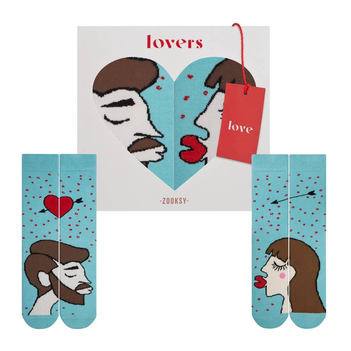 Meias Coloridas Personalizadas para Casais – Cabelo Castanho por atacado de ZOOKSY SOCKS