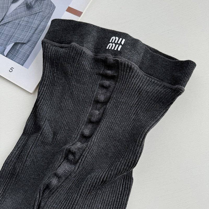 FurDecoration - Wholesale Fashion Leggings - Women's - Thick Striped Vertical Letter Print Leggings1