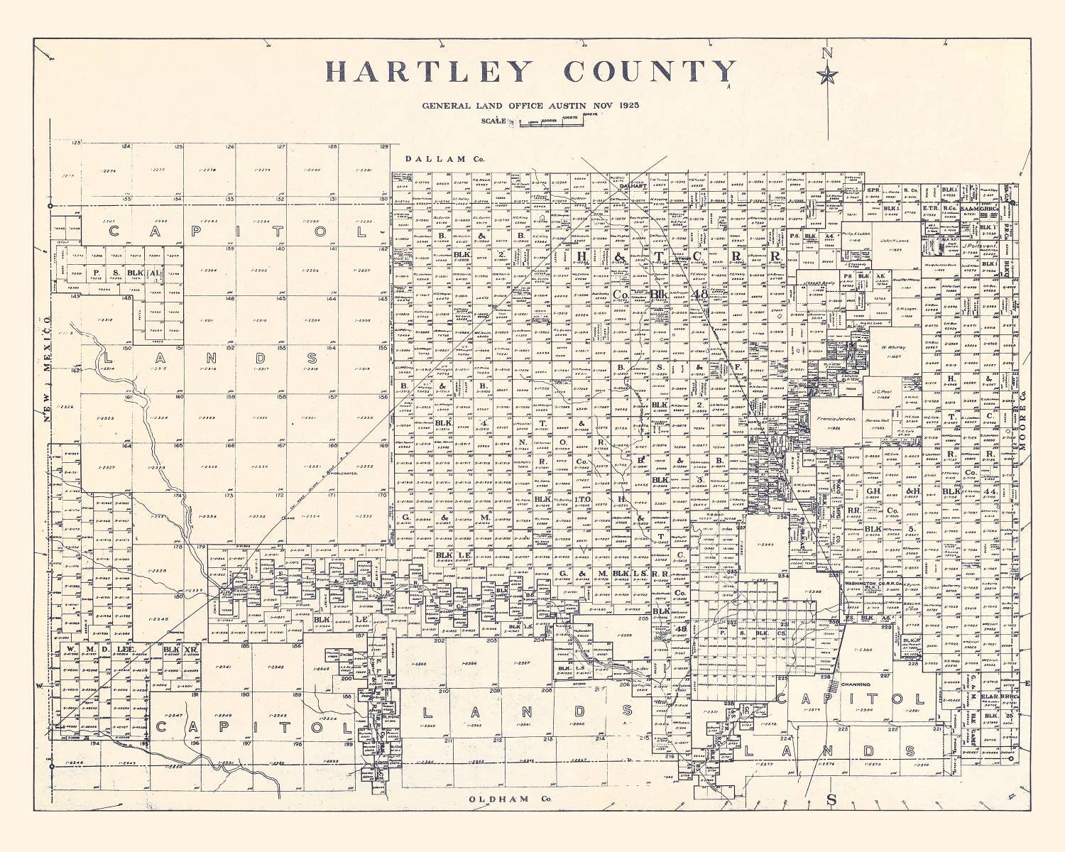 Ted's Vintage Art - Wholesale Map - Vintage Map of Hartley County, Texas 19254