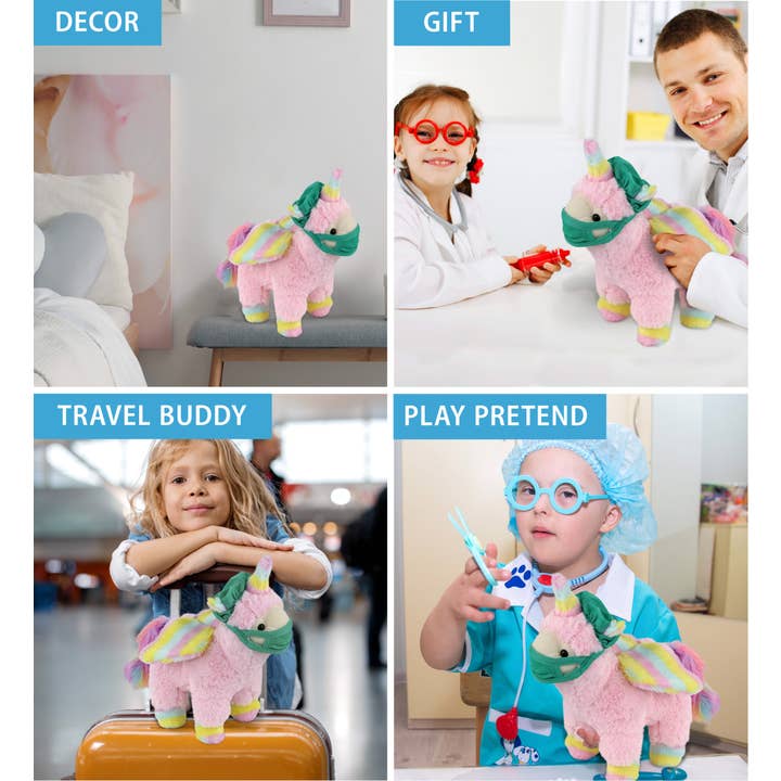 Cota Global - Venta al por mayor Peluche - Niños y bebés - Doctor de Peluche - Peluche Súper Suave - Llamacornio Volador Rosa3