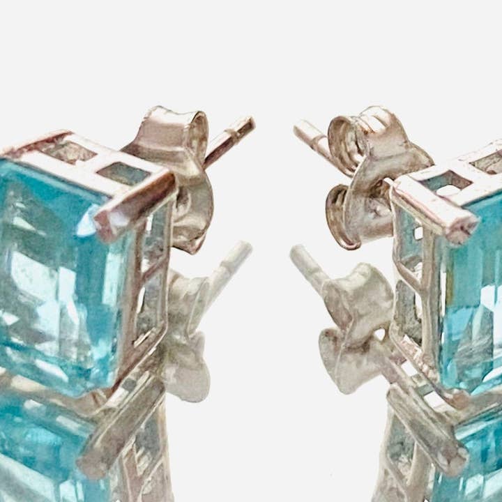 Twan Kee Jewelry - Wholesale Stud/Post Earrings - Mt St Helens Blue Emerald Stud Earrings4