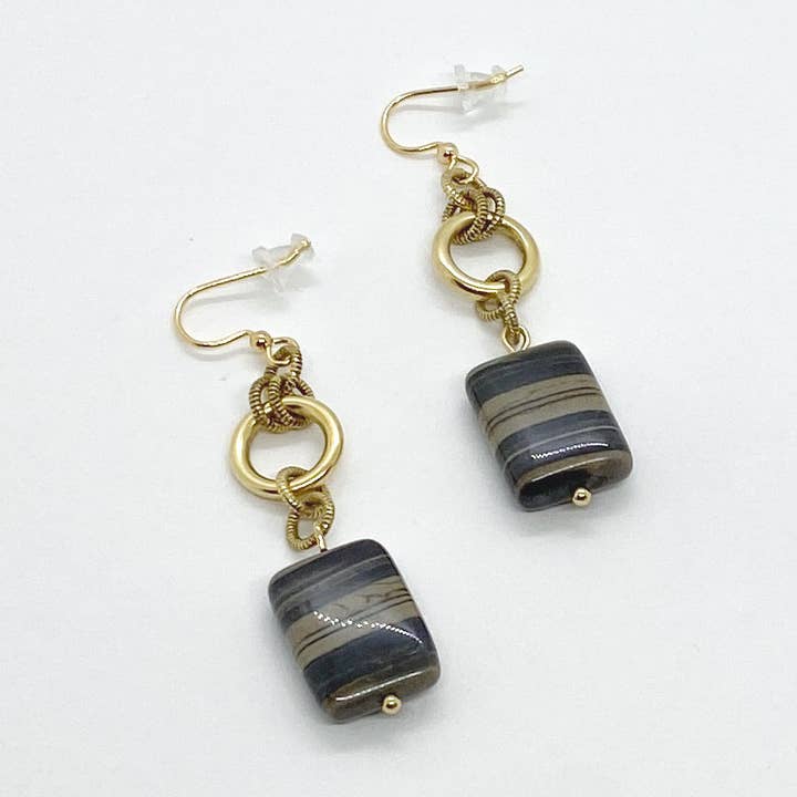 Silver Mist Jasper Dangle Earrings for wholesale by Jenica Jewelry