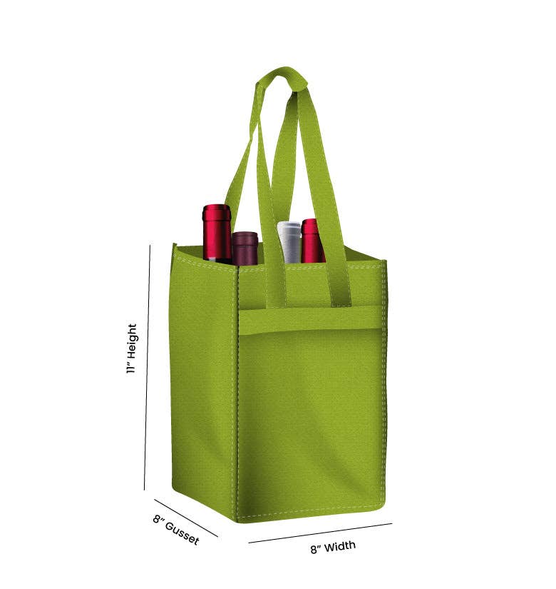 Non Woven Totes - Wholesale Wine Tote - Reusable 4-Bottle Wine Tote Bag-8x11x8 with Bottom Gusset | Custom Printed Wine Totes8