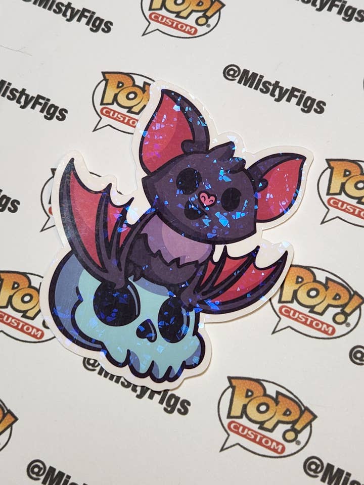 Vinyl-Aufkleber — Cute Skull Bat — Wasserdichte Vinyl Matte Wasserflasche Hydroflask Bujo Laptop Planner Autoaufkleber für den Großhandel von Misty Figs