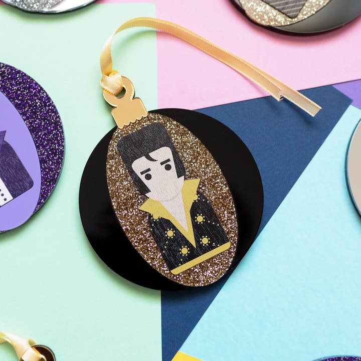 Elvis inspired statement Christmas tree bauble for wholesale by Hey There Munchquin