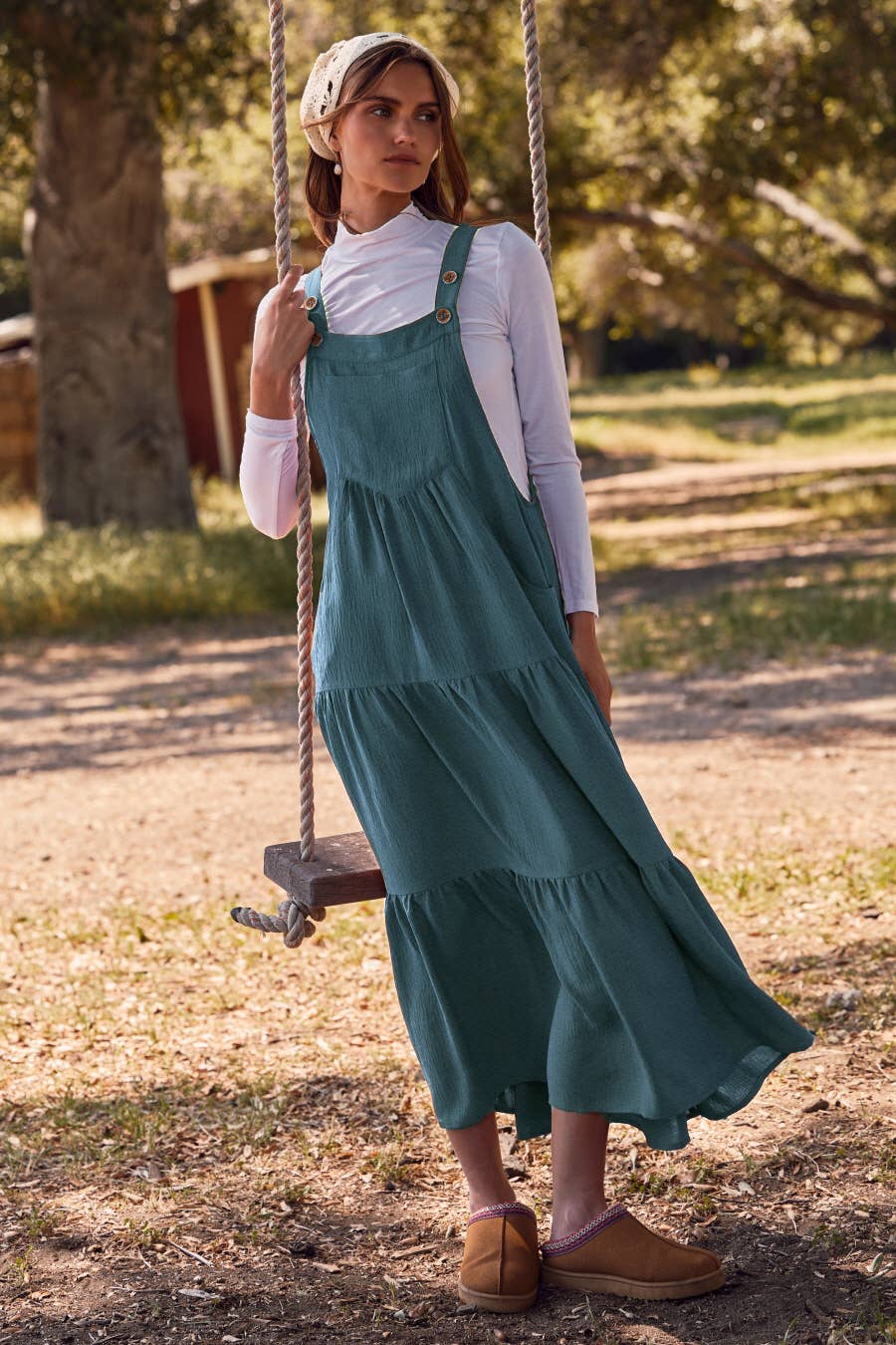 Oddi – wholesale Dress – Women's – Solid Button Sling Tiered Midi Dress17