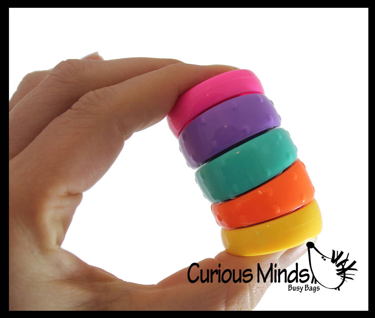 Curious Minds Toys - Wholesale Fidgetspeelgoed - Kinderen - 1 Spinnende Regenboog Schijventoren Roterende Ringen Fidget Speelgoed - Zo2